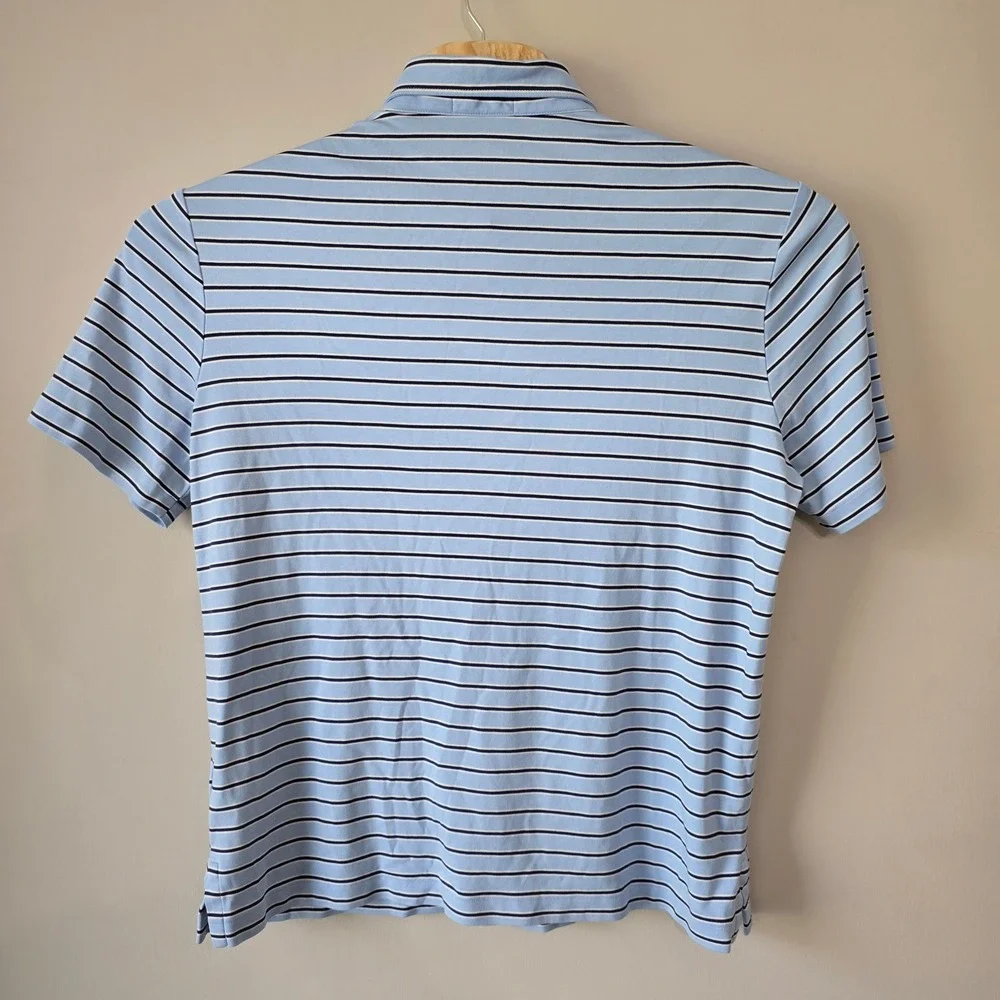 Polo Ralph Lauren Mens Large Blue Striped Short‎ Sleeve Cotton Polo Shirt L